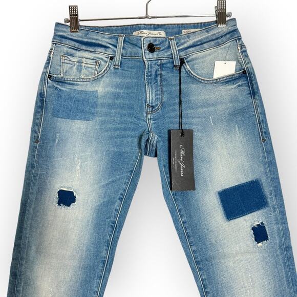 NWT MAVI SERENA ANKLE Low-Rise Super Skinny Jeans SIZE 27 Blue Patchwork Denim - Picture 5 of 12